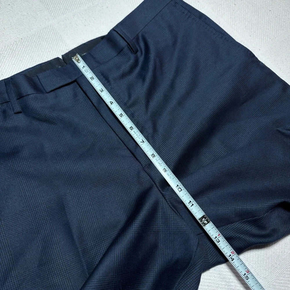 Banana Republic Dress Pants 36x32 Vitale Barberis‎ Canonico Wool Glen Plaid Navy